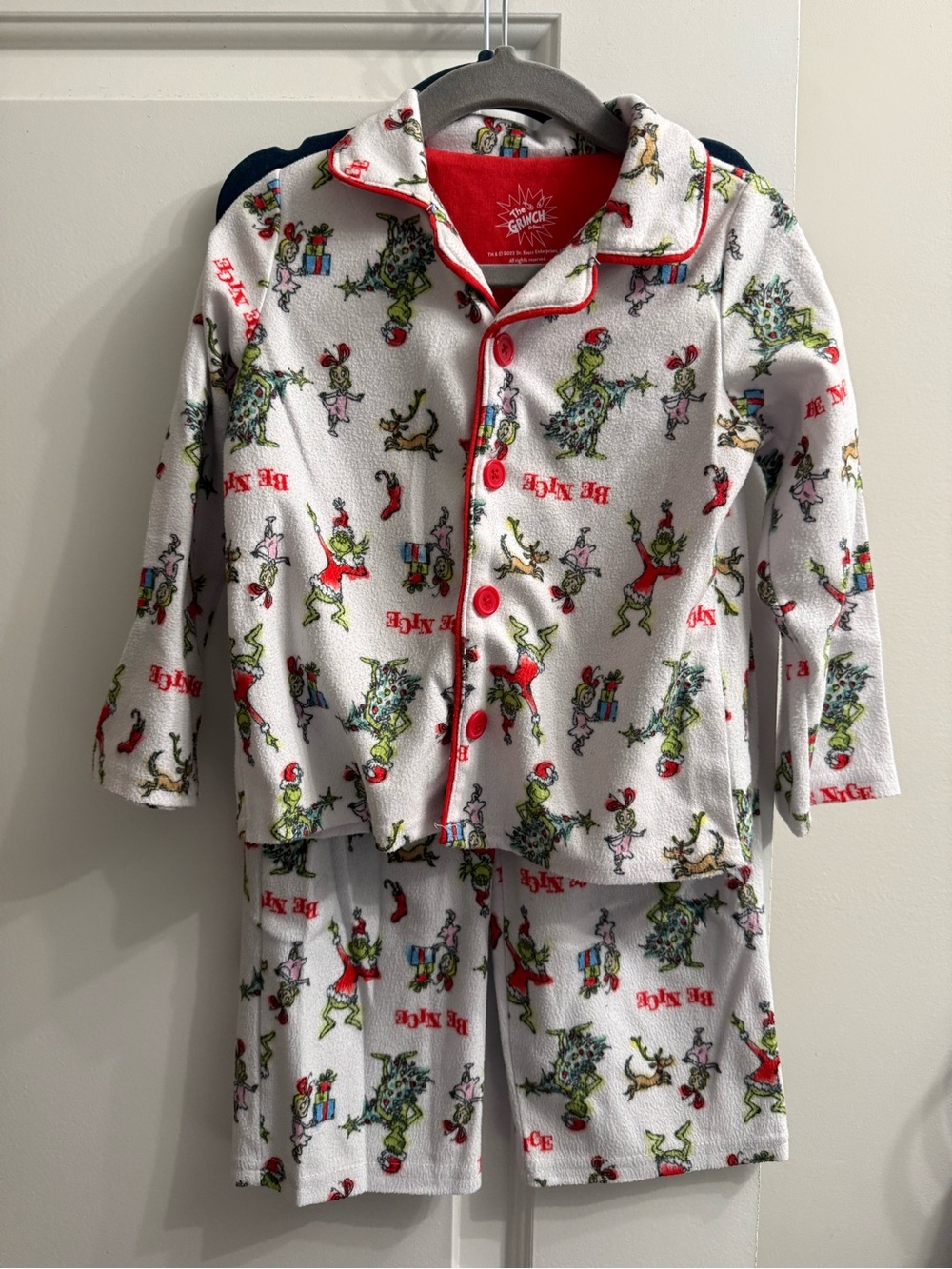 The Grinch Pajama Set with Red Trim